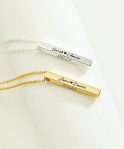 Name Engrave Vertical Bar Necklace